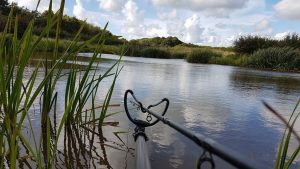 Fishing on the Moss Wood Caravan Park lake in Lancashire