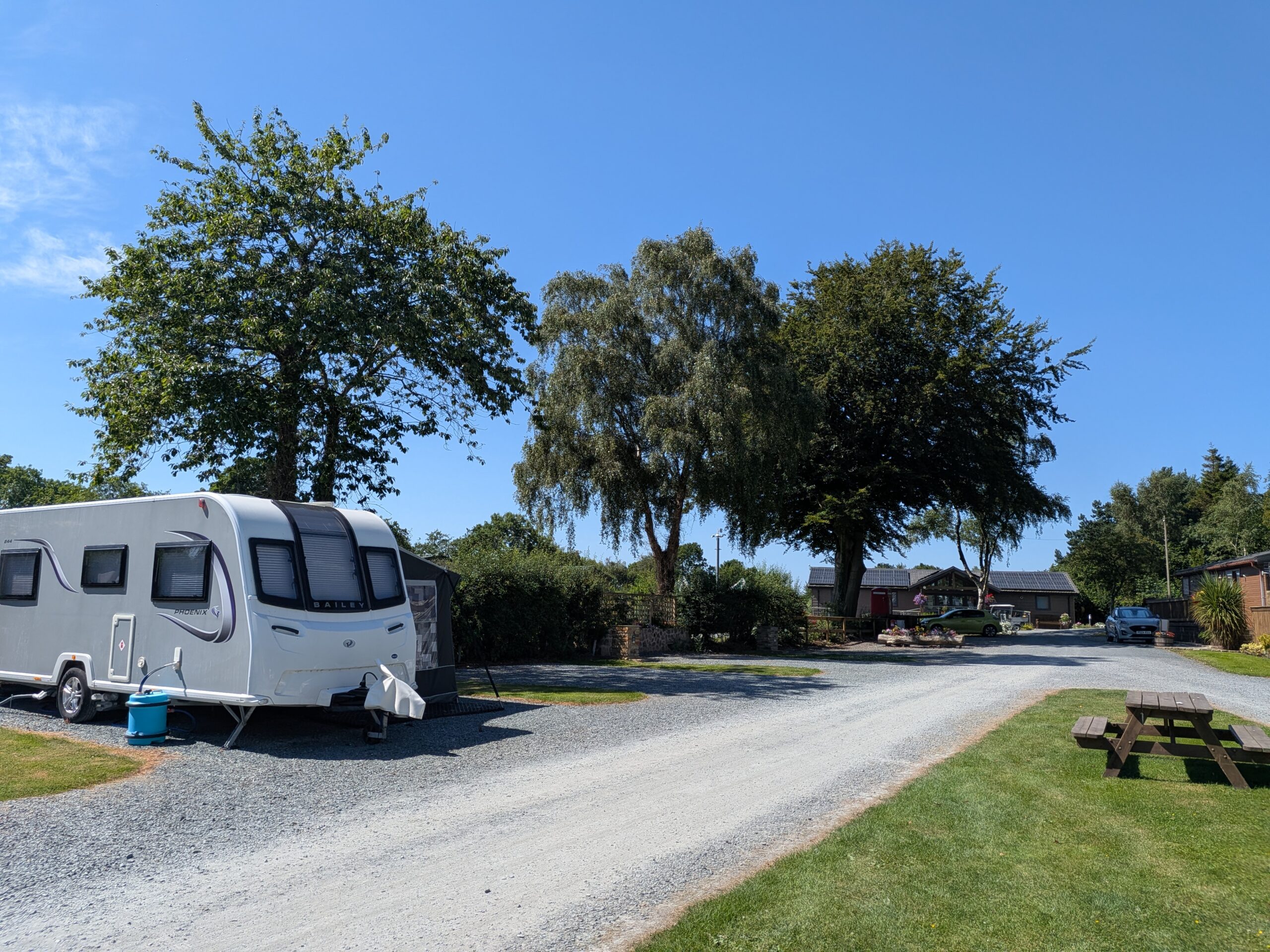 caravan on touring pitch at moss wood